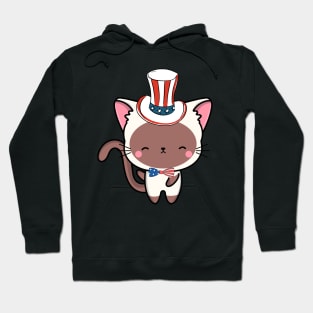 Funny white cat is ready for independence day Hoodie